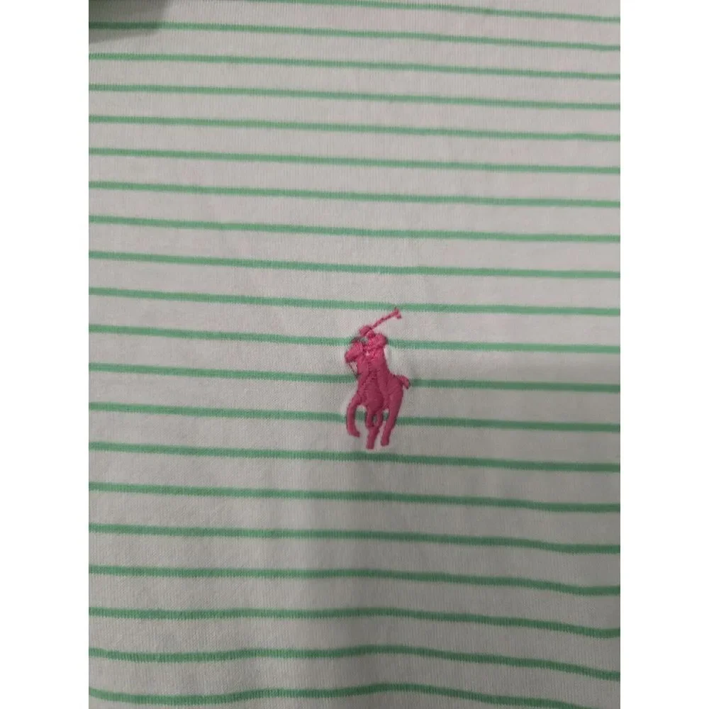 Polo Golf Ralph Lauren Short Sleeve Striped Polo Mens‎ Sz L White Green